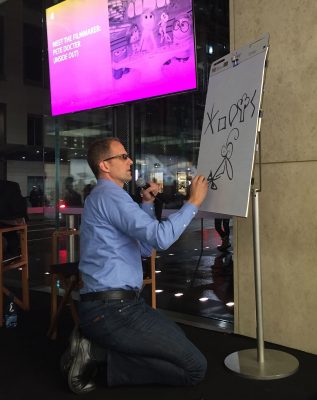 Director Pete Docter explaining the fundamental shapes of the 5 emotions in Sydney this week