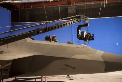 Cockpit plates being filmed.