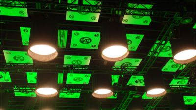 The ceiling on the stage at ZOIC.