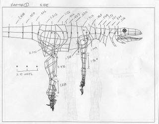 A similar chained drawing for the velocioraptor.
