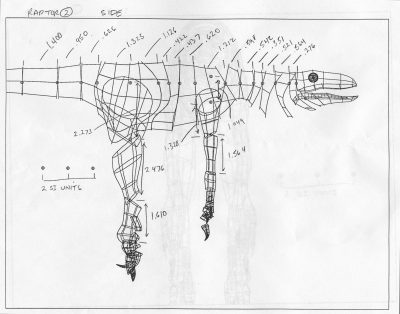 A similar chained drawing for the velocioraptor.