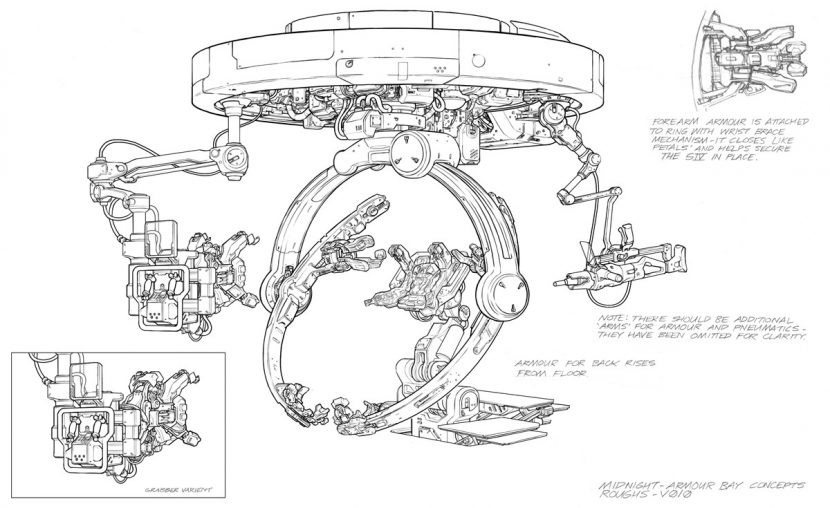 Concept design for the armour bay.