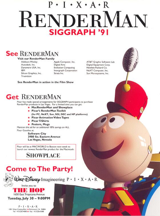 Pixar at SIGGRAPH 1991: image via 3dstreaming.com