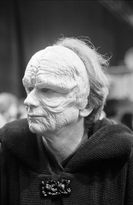 Ian McDiarmid in partial Emperor Palpatine make-up.