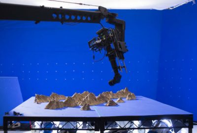 Shooting the miniature mountain landscape.