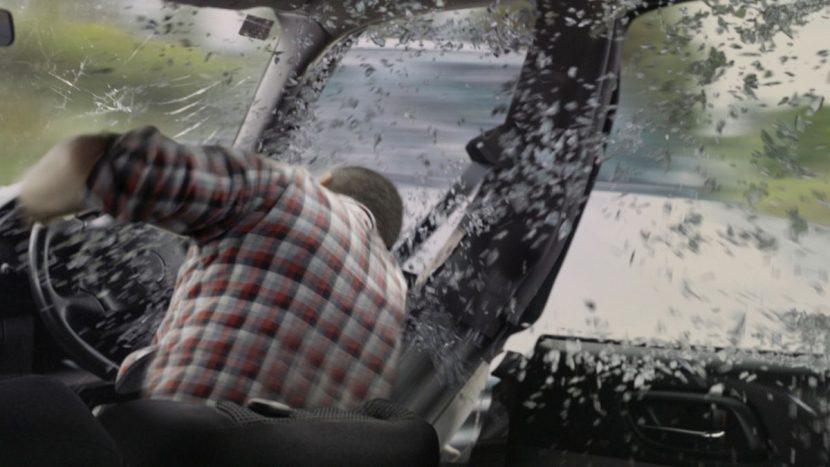 Inside the car at impact.
