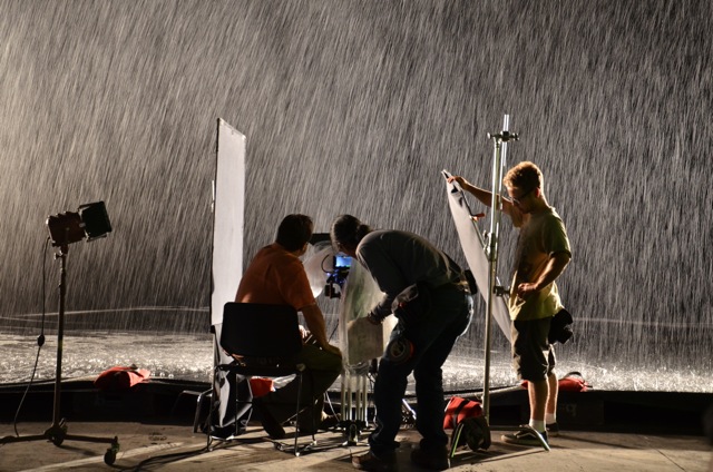 Filming rain elements at 32TEN.