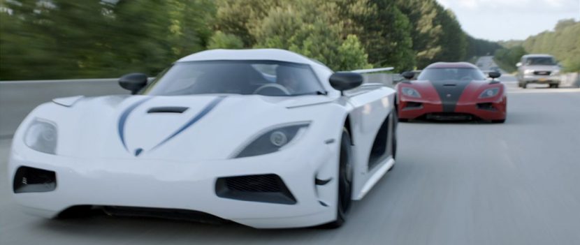 Three Koenigseggs race in this crucial sequence in the film.