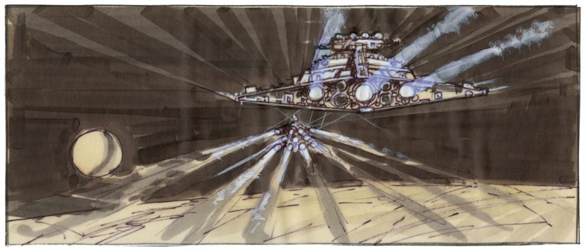The massive Imperial ship closes in on the rebel vessel - Myers