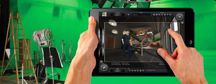 An image from the ZEUS Scout website. The app lets you previs virtual sets and do live greenscreen composites.