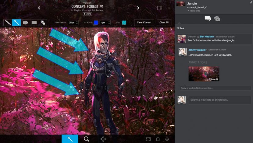 Annotations to concept art in Shotgun 5.4.