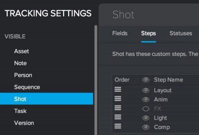 Project tracking settings.