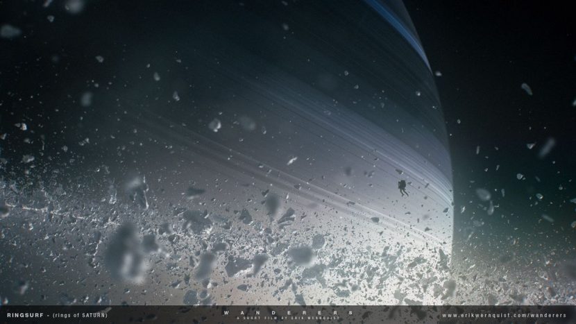 A still from Wanderers showing the rings of Saturn.