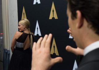 Joking around backstage