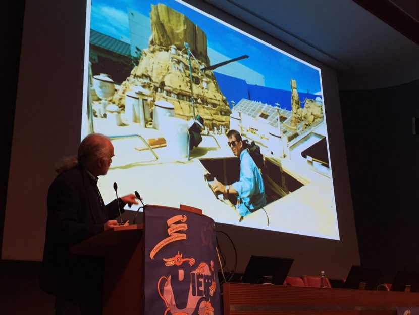 Lorne Peterson at VIEW with an image of the Podrace stadium from The Phantom Menace.