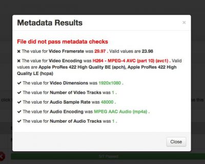 Automated metadata check after uploading.