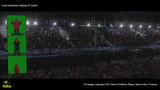 Digital and live action crowd elements.
