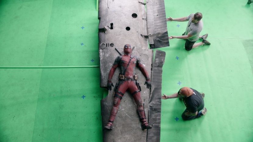 Greenscreen plate for Deadpool being launched by NTW's explosion.