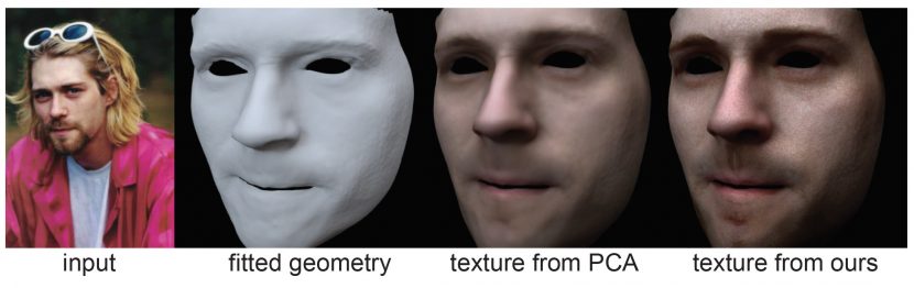 The PCA approach does not work as well as the new approach on the actual face texture, as seen in this comparison.